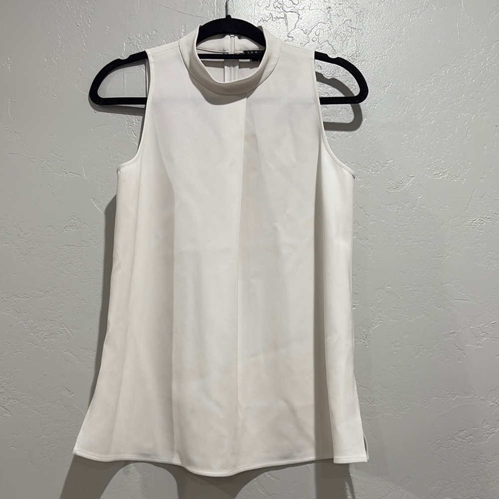 Theory Cream and Black Boxy Tank Top